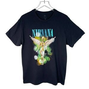 Nirvana Unisex Adults Lights In Utero Short Sleeve T-Shirt L Black Cotton EUC!